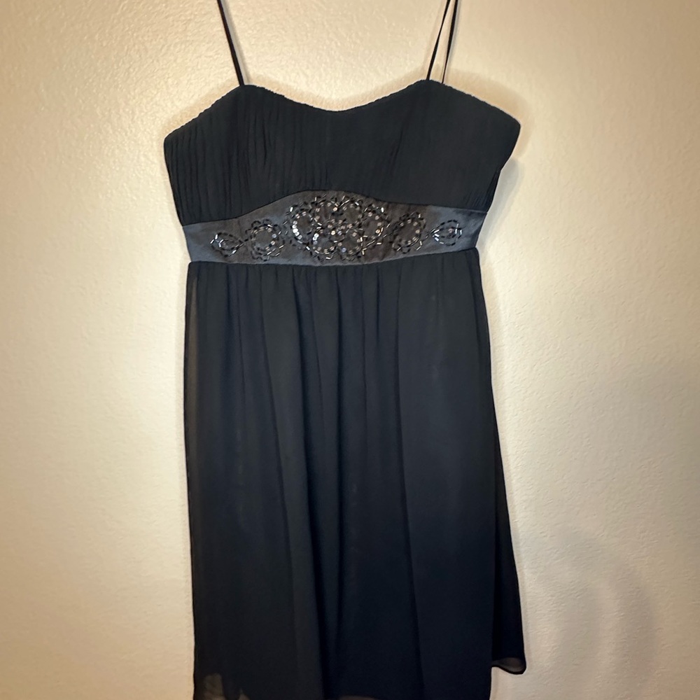 Jones Wear Black Mini Dress with Embellished Waist